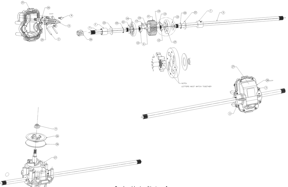 Transmission Diagram and Parts List for SC500HW (12ABD2M5710)(2017) Cub Cadet Lawn Mower